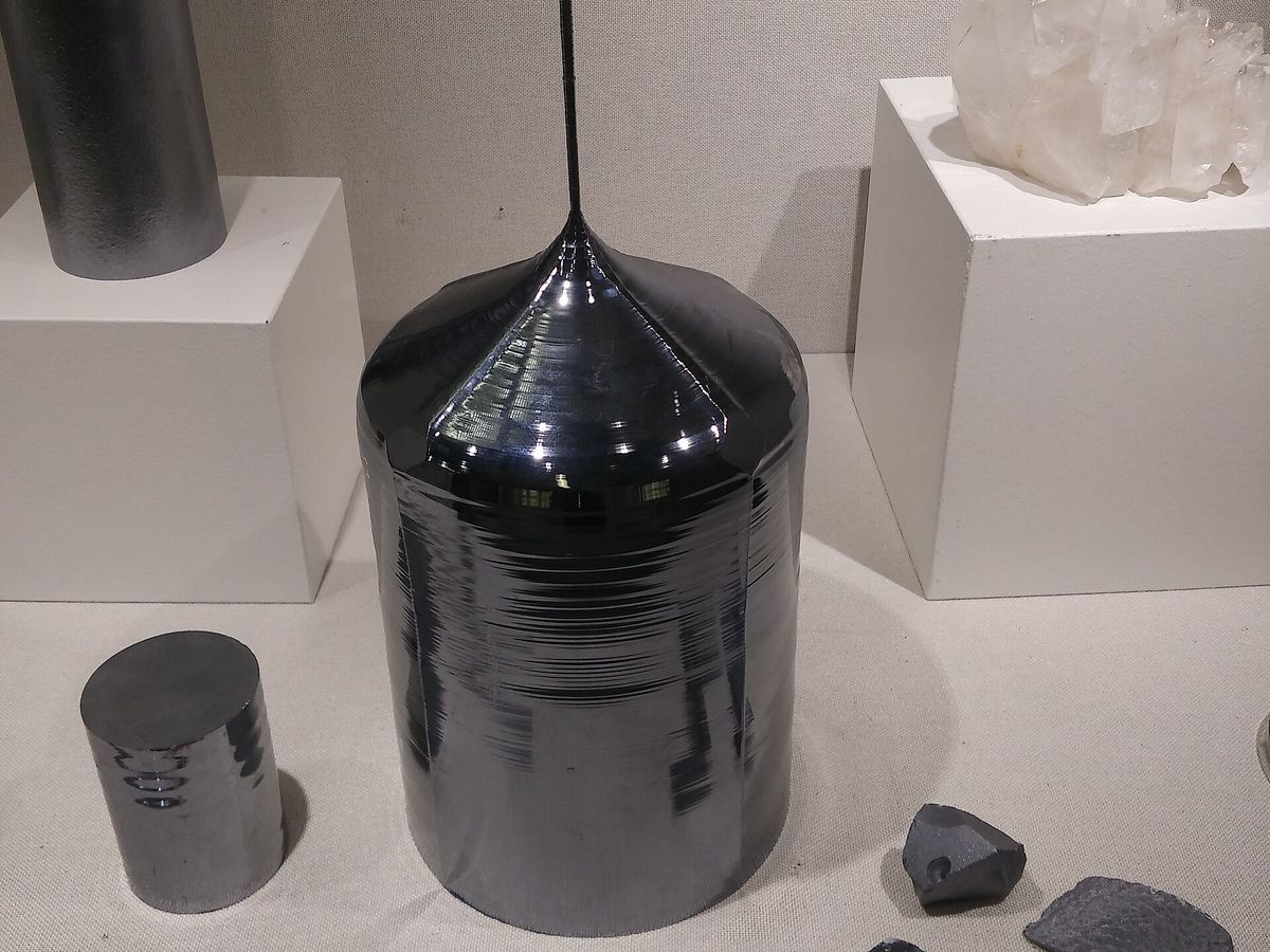 A Czochralski-grown single-crystal silicon ingot with its seed end